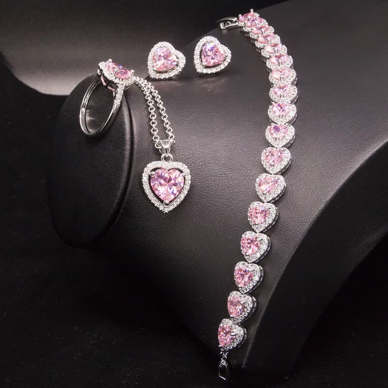 Juego de joyas Corazón de cristal brillante