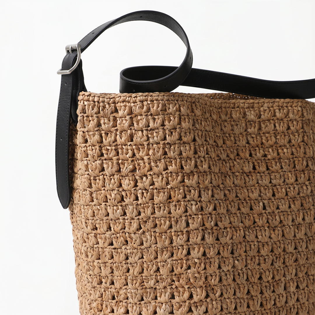 Capri Raffia Leather Tote