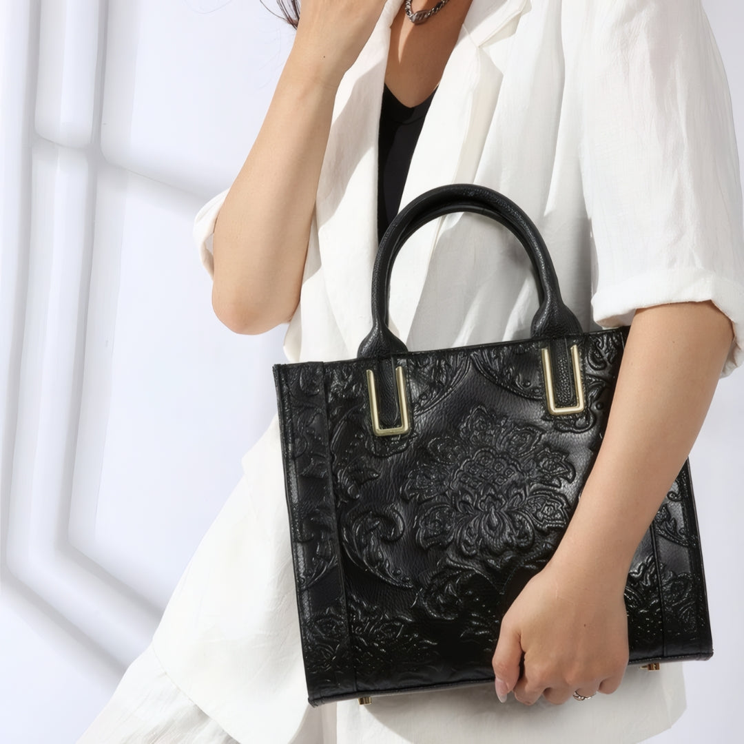 Fiorenza Embossed Medium Tote Bag