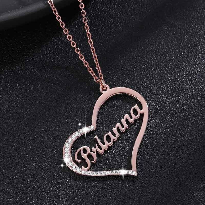 Collar Sparkling Name In Heart