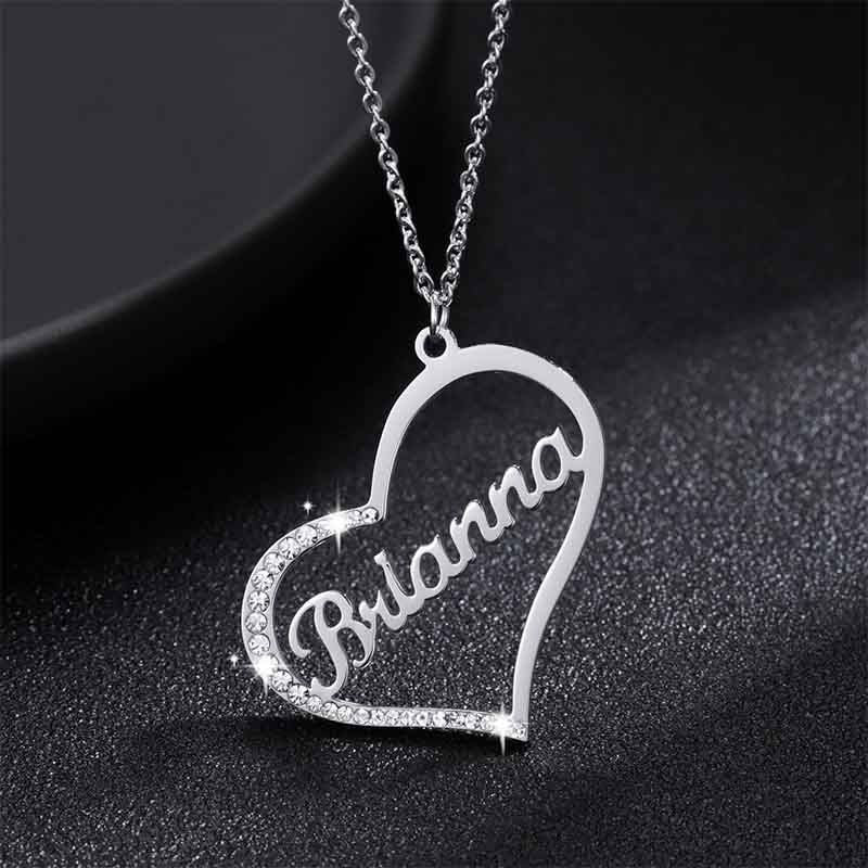 Collar Sparkling Name In Heart