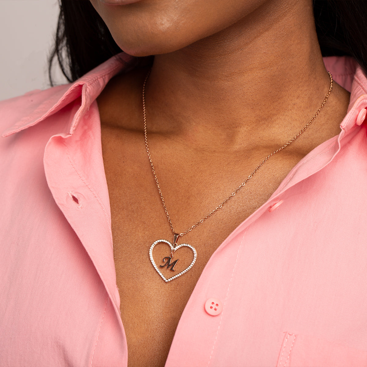 Collar Sparkling Heart Initial